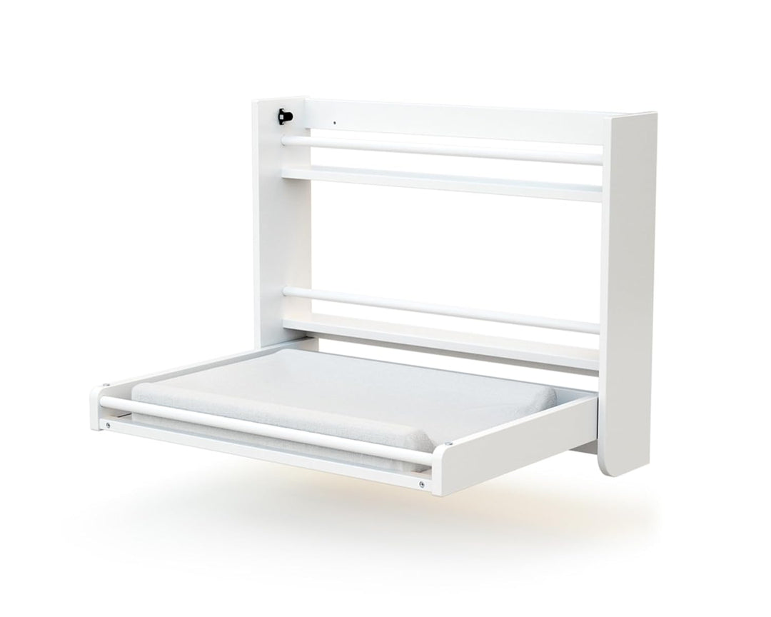 AT4 - Klappbarer Wandwickeltisch Confort Holz Weiss | 83 x 19 x 66 cm | Für Wickelauflage 75 x 55 cm