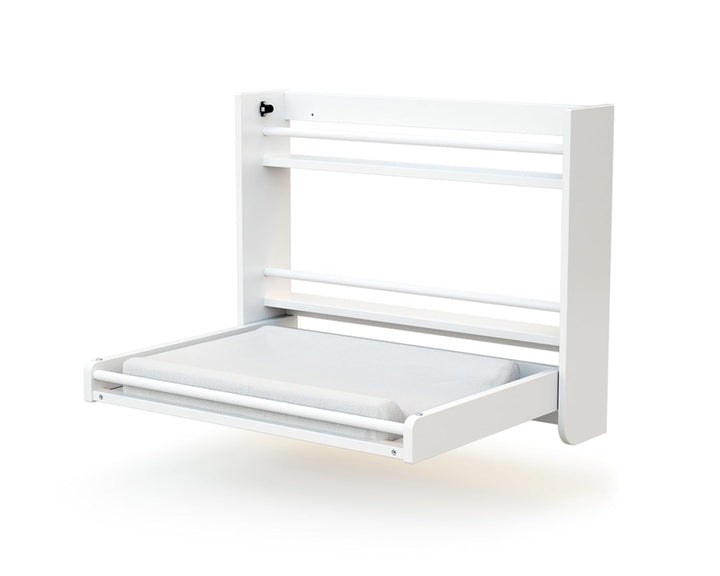 AT4 - Klappbarer Wandwickeltisch Confort Holz Weiss | 83 x 19 x 66 cm | Für Wickelauflage 75 x 55 cm
