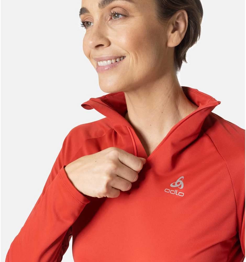 Odlo Damen Essential 1/2 Zip Longsleeve M American Beauty, M American Beauty