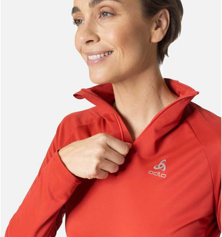 Odlo Damen Essential 1/2 Zip Longsleeve M American Beauty, M American Beauty