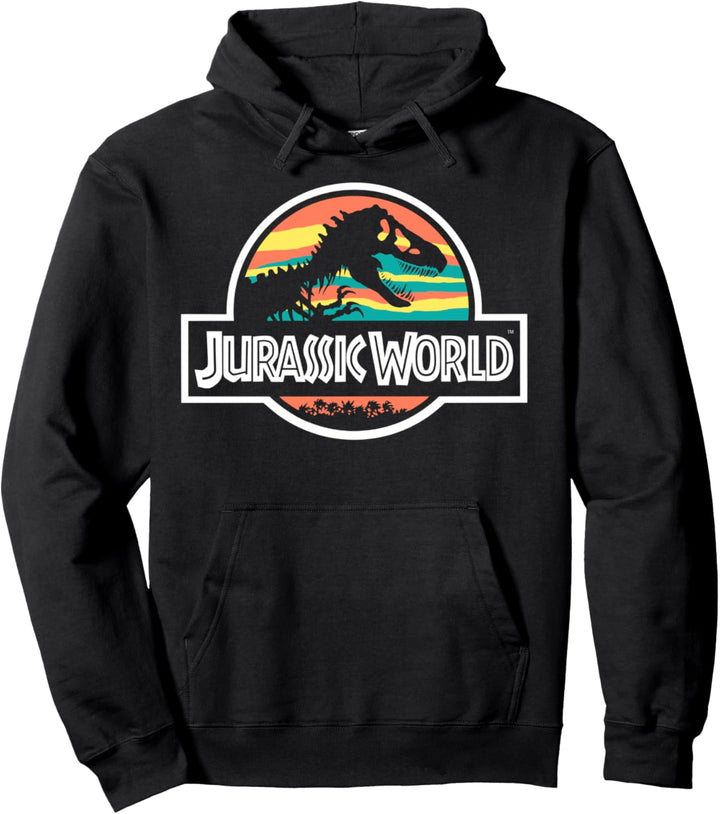 Jurassic World Skeleton Logo Retro Sunset Pullover Hoodie