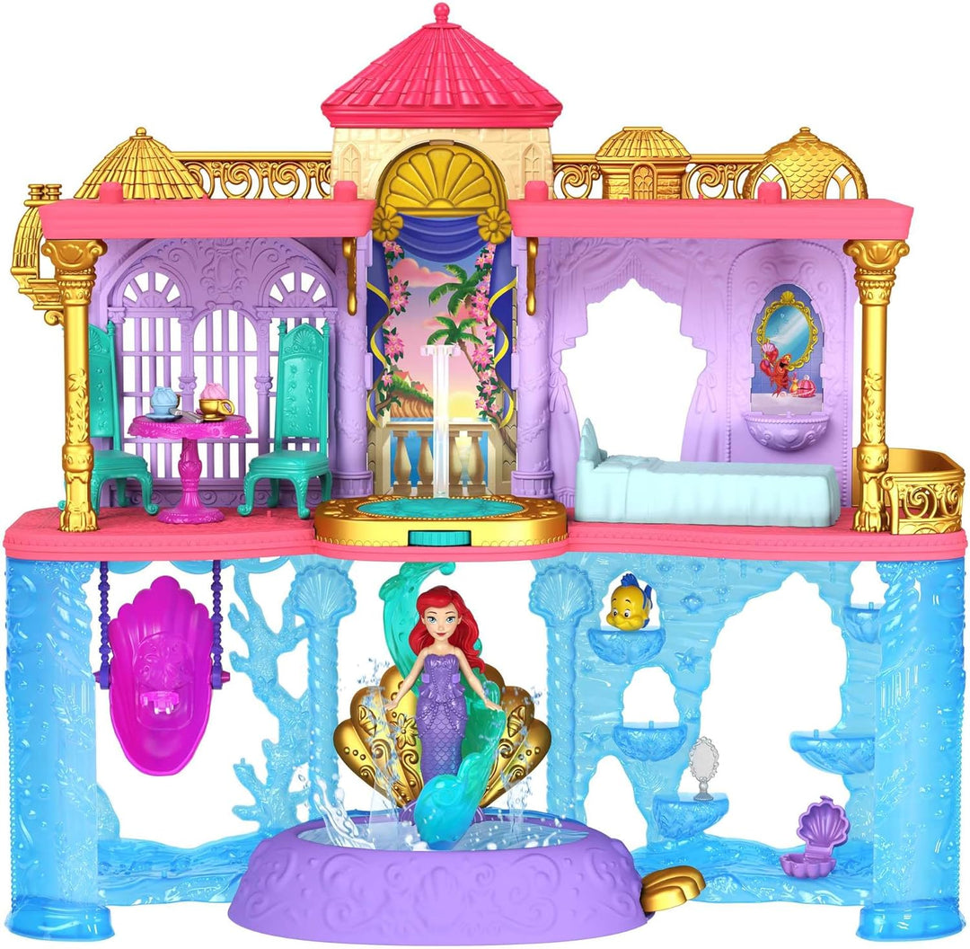 DISNEY Prinzessin Arielle - Land und Meeresschloss im Puppenhaus-Spielset, 31,1 cm hoch, 6 Spielbere