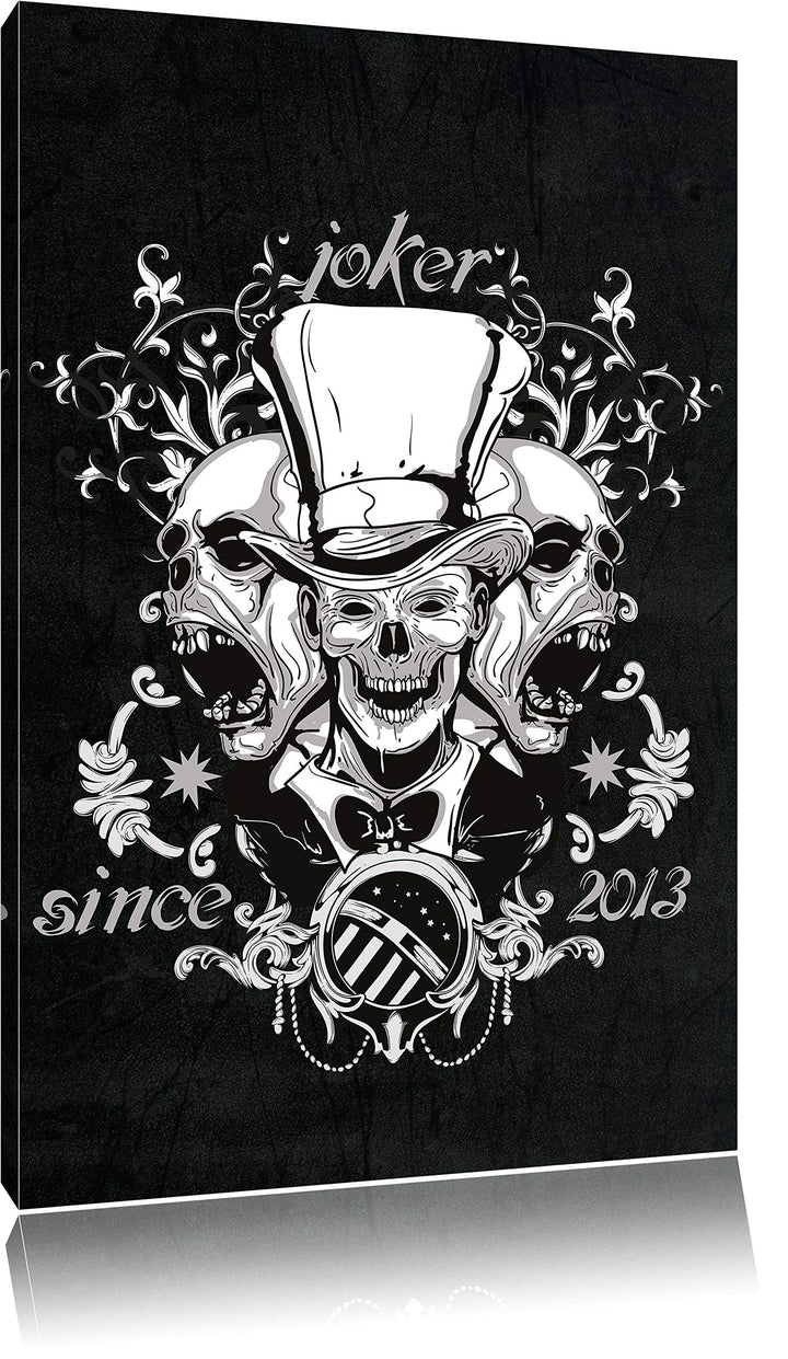 Dark Joker black Leinwandbild Bild auf Leinwand, XXL riesige Bilder fertig gerahmt mit Keilrahmen, K