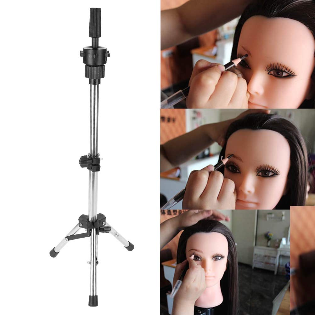 Friseur-Trainings-Kopf-Halter-justierbarer Salon-Mannequin-Kopf-Stativ (Silber), Silber