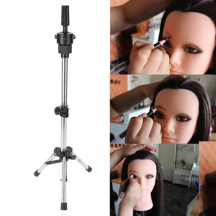 Friseur-Trainings-Kopf-Halter-justierbarer Salon-Mannequin-Kopf-Stativ (Silber), Silber
