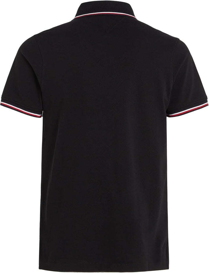 Tommy Hilfiger Herren Core Tommy Tipped Slim Polo Kurzarm Poloshirts XS Schwarz (Black), XS Schwarz