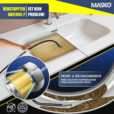 MASKO® Premium Rohrreinigungsschlauch Set Abflussreiniger 15m, 200 bar inkl. Tasche 3 Adapter 2 Düse