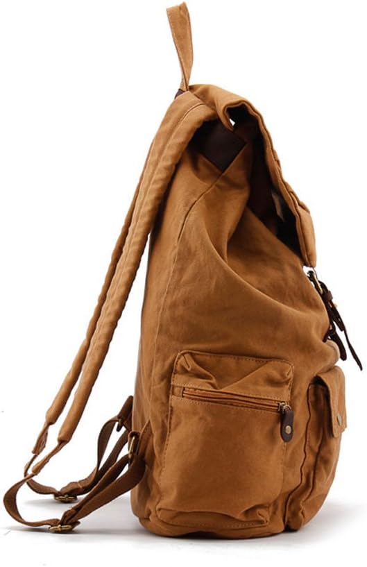 Canvas Rucksack, Herren Damen Vintage Rucksäcke Retro Schulrucksack Wanderrucksack Reisetasche Gelb,