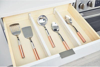 iDesign 2er Set Schubladen Trennsystem für die Küche, grössenverstellbarer Schubladen Einsatz aus Pa
