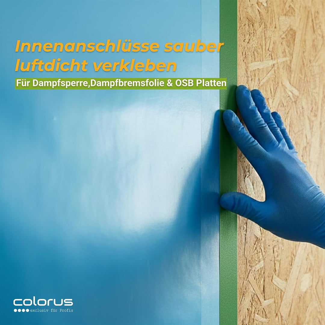 4 x Colorus Dampfsperrklebeband aggressiv klebend 50 mm x 25 m | Folienklebeband für Dampfbremse | D