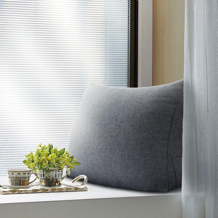 Johnear Keilkissen mit Seitentasche – Orthopädisches Rückenkissen für Bett &amp; Sofa, Dreieckiges Lesek