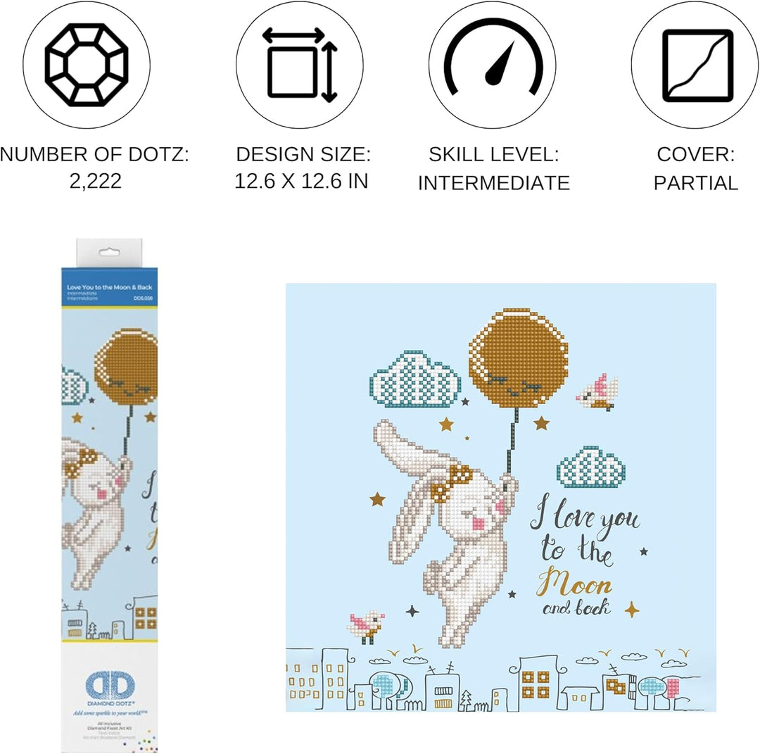 DIAMOND DOTZ DD5.058 - Original 5D Diamond Painting Set Hase Zum Mond und zurück, Kreativset mit 2.2