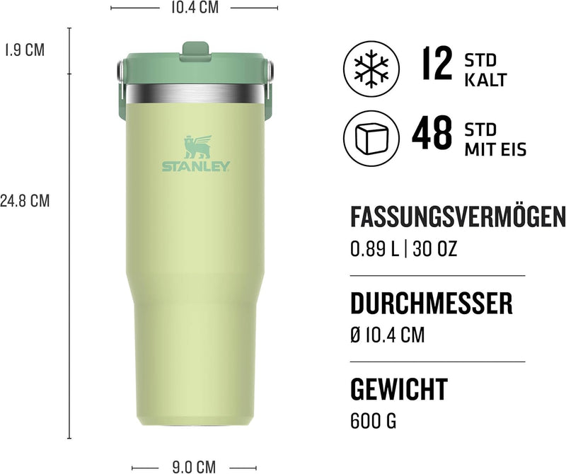 Stanley IceFlow Flip Straw Trinkflasche mit Strohhalm 0.89L - Thermosflasche Hält 12+ Stunden Kalt -