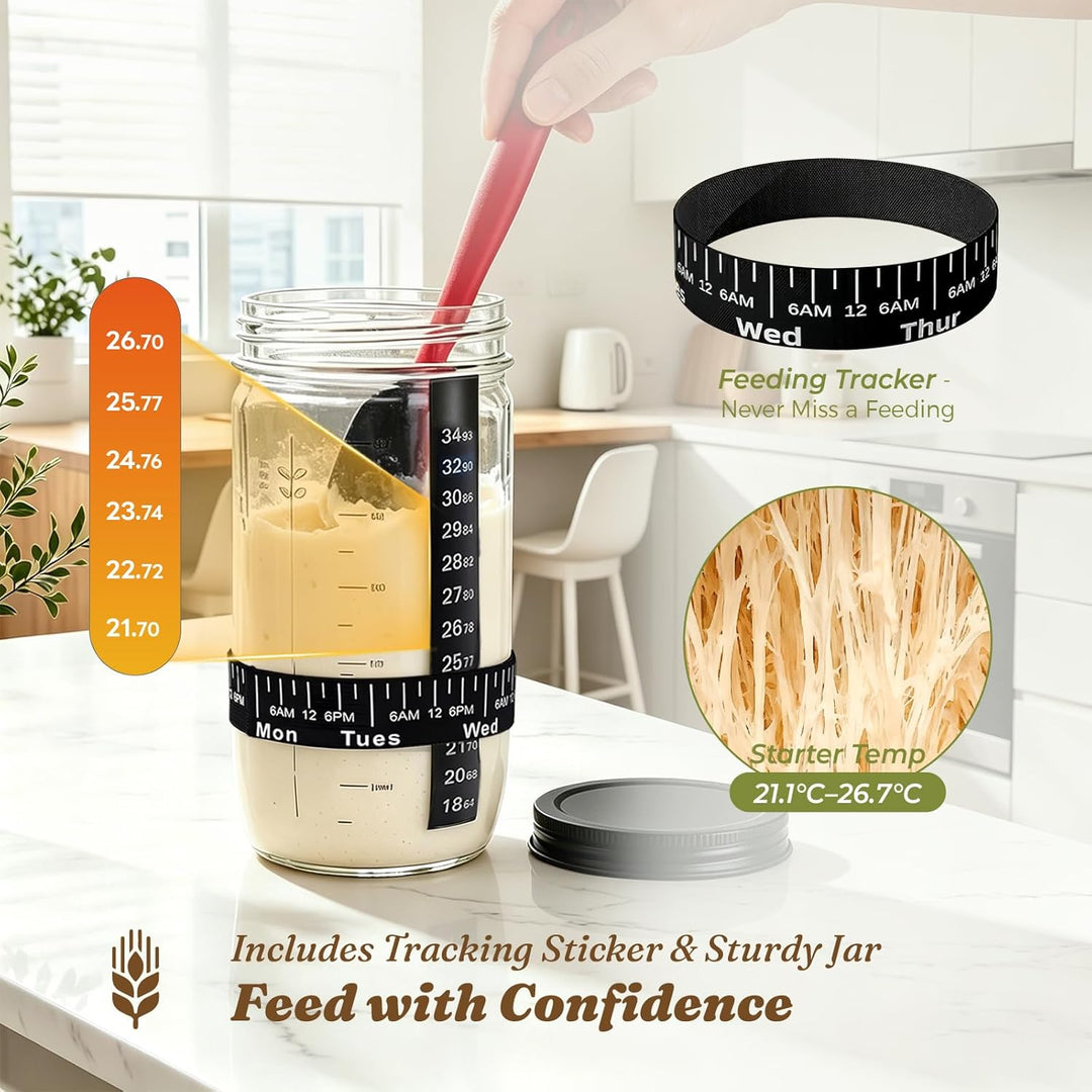 24 Stück Sauerteig Starter Set,Klappbare Brotbackset mit 23cm Rund,25cm Oval Silikon Gärkörbchen,Bro