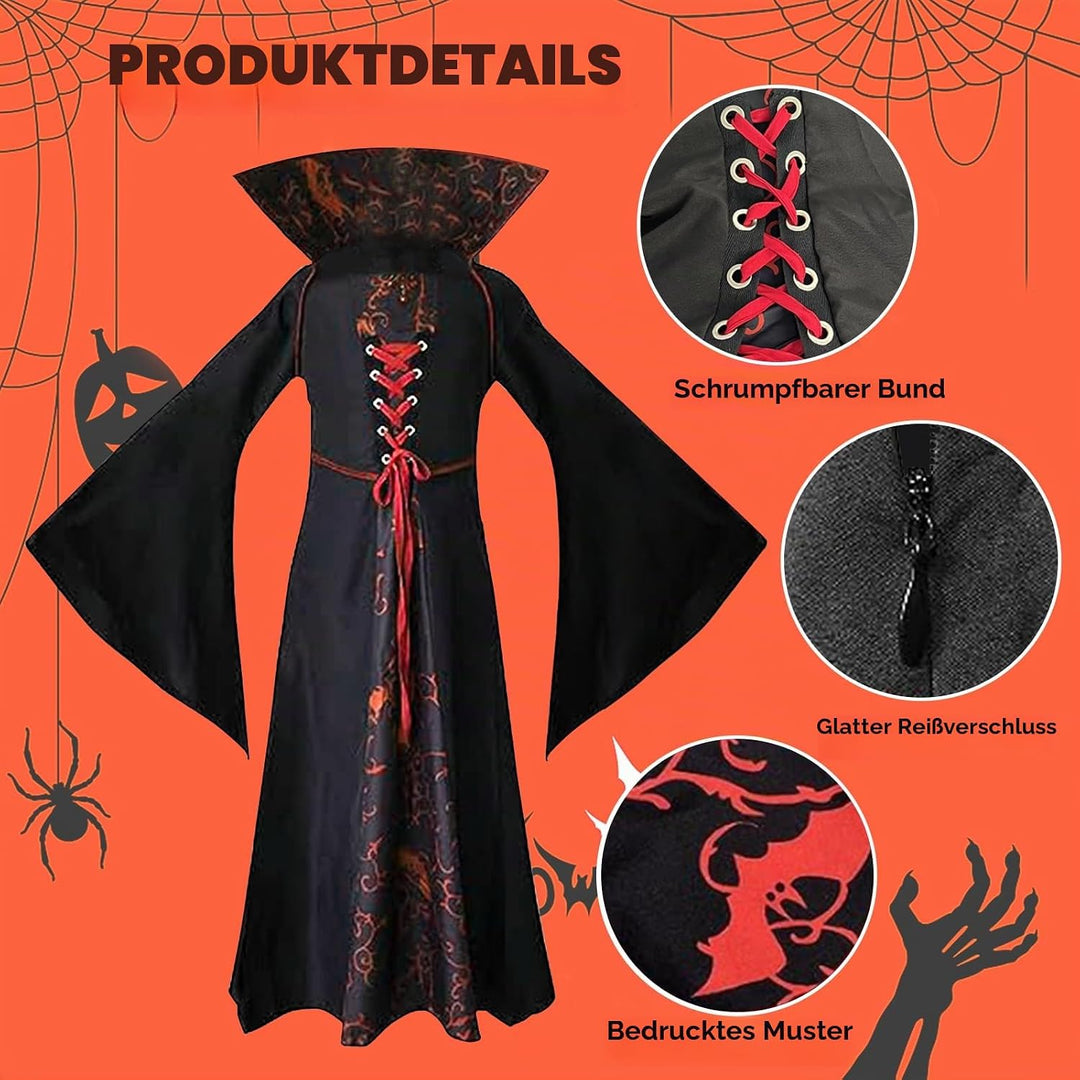PABTID Vampir Kostüm Mädchen Halloween Kostüme Kinder Gothic Kapuzen Vampirkostüm Halloween Verkleid