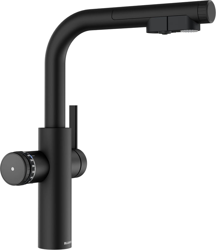 BLANCO CHOICE Icona-L | all-in-one Küchenarmatur aus Edelstahl schwarz matt | [16x28,2x45,1cm] | exk