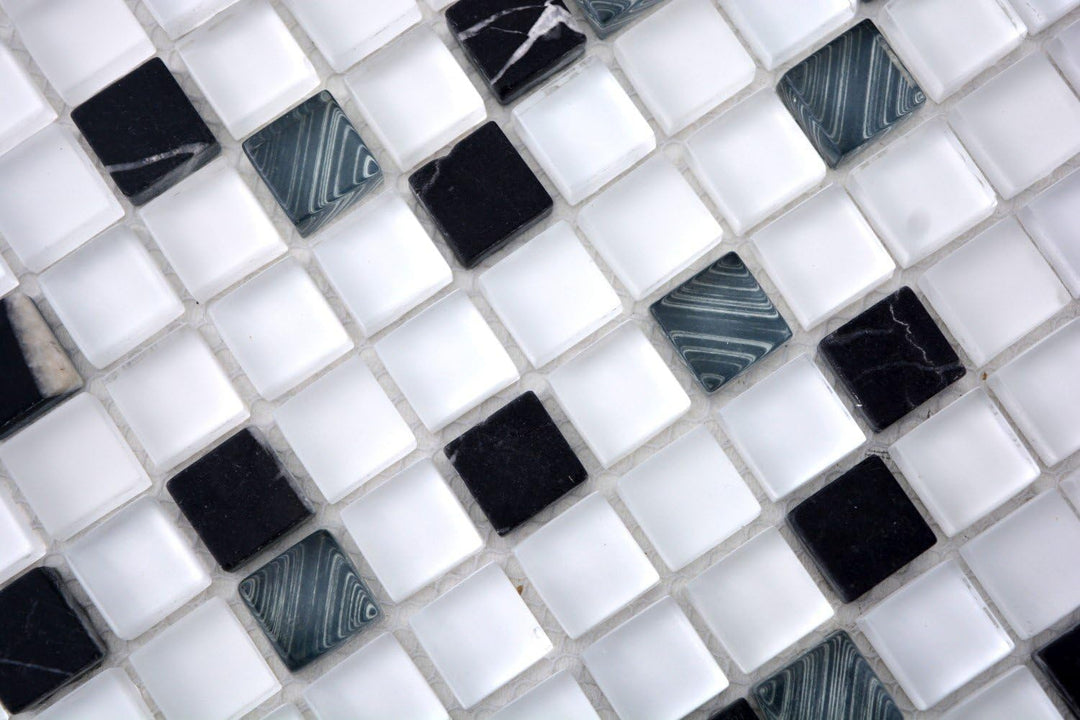Mosaik Fliese Transluzent weiss grau Glasmosaik Crystal Stein superweiss matt schwarz für WAND BAD K