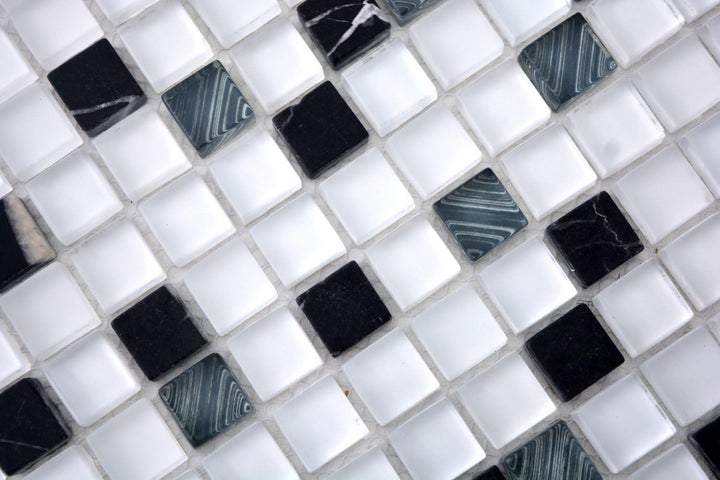 Mosaik Fliese Transluzent weiss grau Glasmosaik Crystal Stein superweiss matt schwarz für WAND BAD K