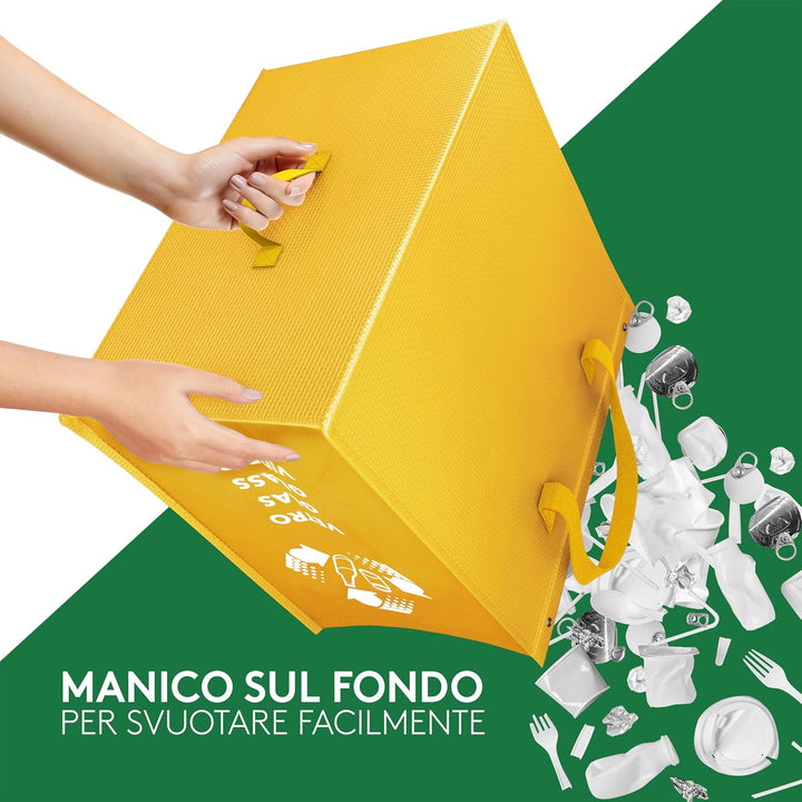 PTMS® Mülleimer 3 Fächer MAXI XL extra gross - Mülltrennsystem Taschen für Papier, Glas & Plastik -