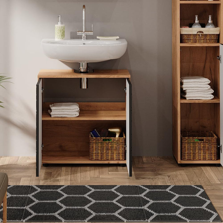 Vicco Waschbeckenunterschrank Irma, Anthrazit mit Wabenstruktur, 60 x 59 cm | mit Siphonaussparung u
