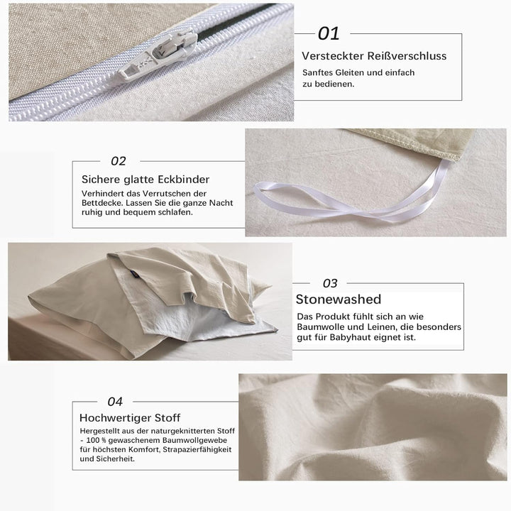 MILDLY Bettwäsche 135x200 Baumwolle, Bettwäsche-Sets Aprikose 2 Teilig mit Reissverschluss Ähnliche