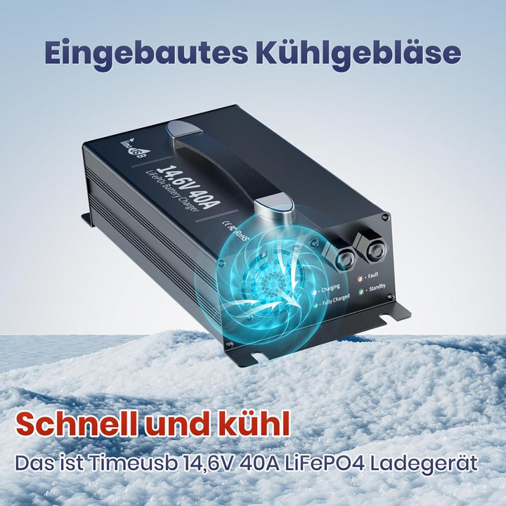 Timeusb 14,6V 40A LiFePO4 Batterieladegerät mit Anderson-Stecker für 12V LiFePO4 Batterien, 40A Schn