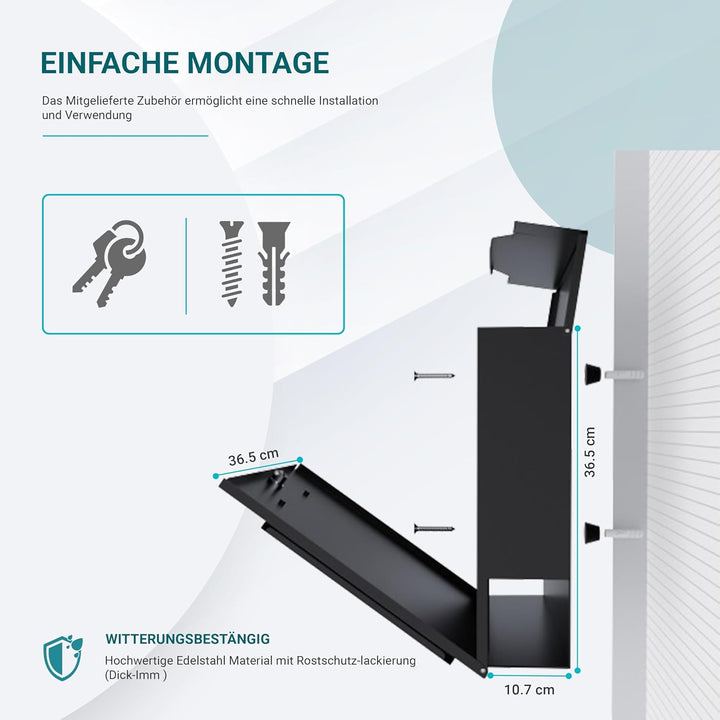 Bl4ckPrint Premium Briefkasten mit Zeitungsfach und Sichtfenster Anthrazit - Postkasten personalisie