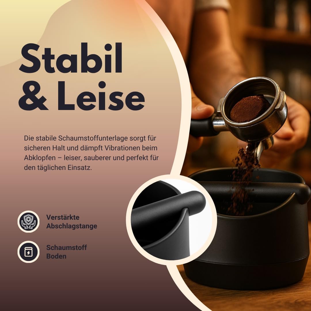 Barista Legends® Abklopfbehälter für Siebträger mattschwarz - Knock Box für Kaffeesatz mit spezielle