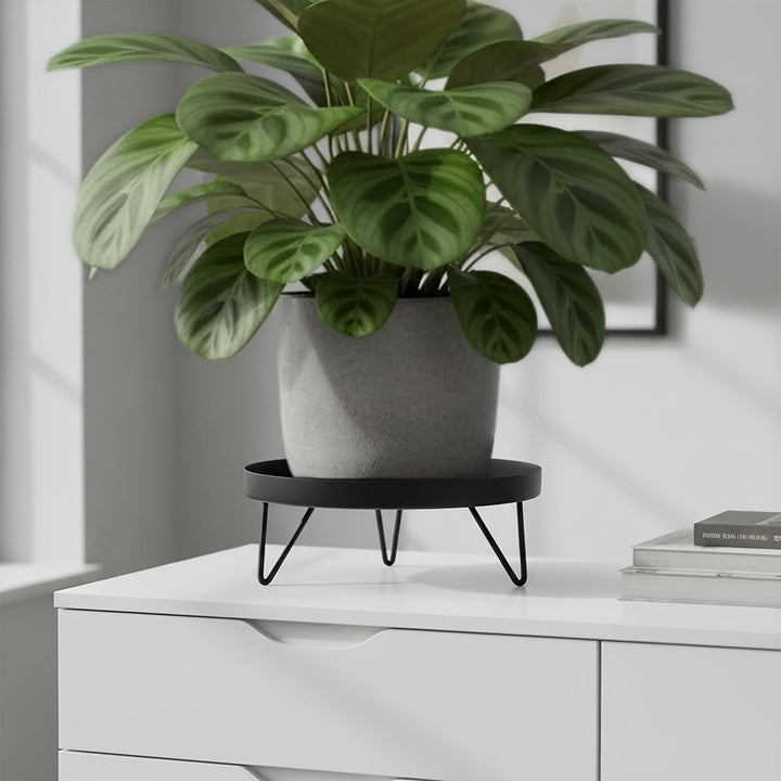 Spetebo Blumenständer Metall schwarz rund - Ø 22 cm - Blumenhocker Industrial Design für Innen - Pfl