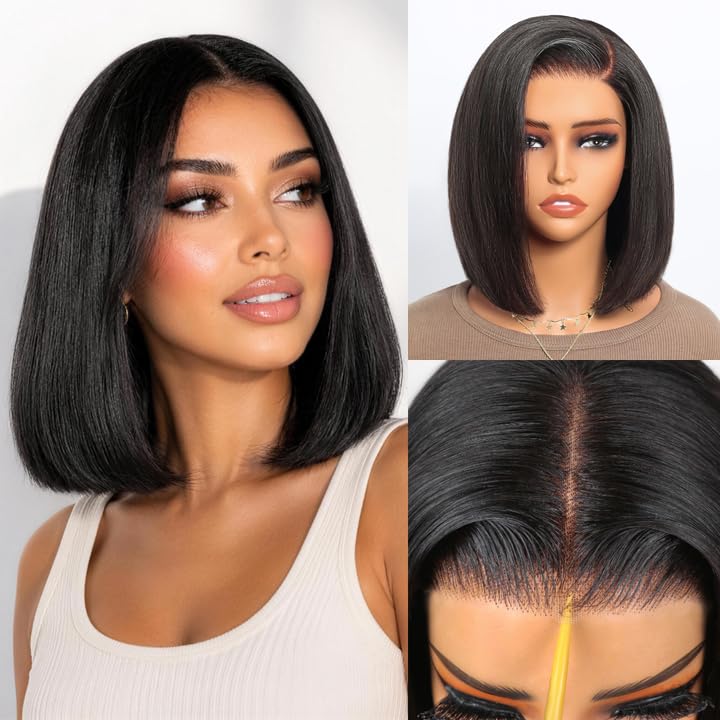 Wear and Go Glueless Bob Wig Human Hair For Black Echthaar Perücke Pre Cut 5x6 HD Lace Front Human H