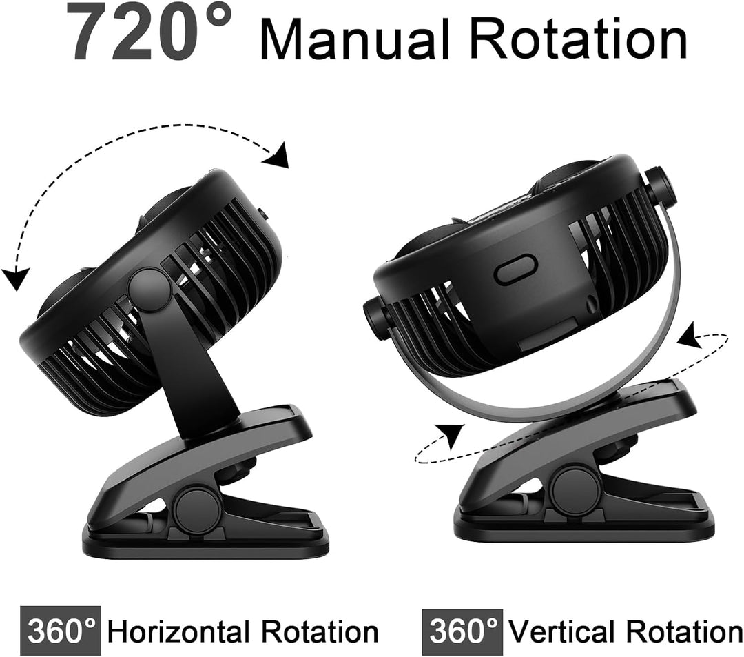 Mini Ventilator Akku mit Clip, USB-C Grow Ventilator Klein, Manuelle Drehung Tisch Ventilatoren Leis