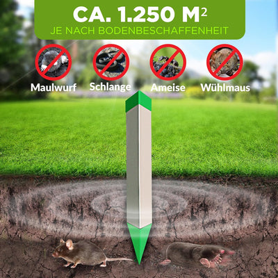ISOTRONIC – batteriebetriebener Maulwurfvertreiber gegen Bodentiere wie Maulwürfe, Wühlmäuse, Ameise