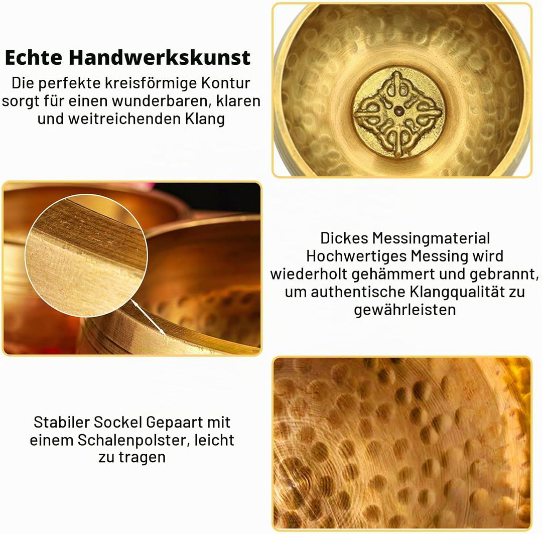 Tibetische Klangschale - Meditationsklangschale,Tibetisches Klangschalen Set,Klangschale Set mit 7-F