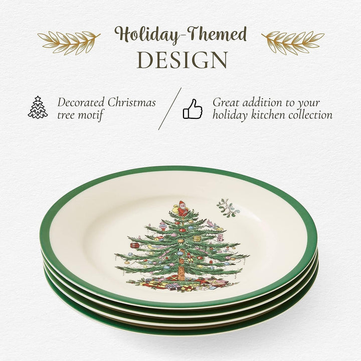 Spode Salatteller, Weihnachtsbaum, 4 Stück Weihnachtsbaum-Salatteller, Weihnachtsbaum-Salatteller