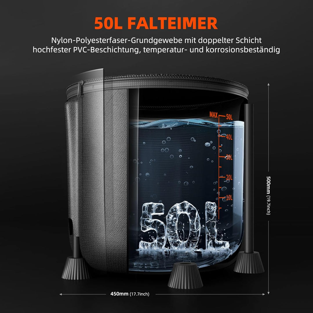Spider Farmer Automatische Bewässerungssystem Indoor mit 50-Liter Eimer, 25-Watt Wasserpumpe und Nie