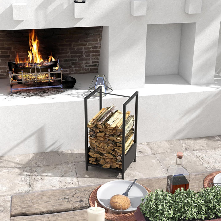 Outsunny Kaminholzregal Brennholzregal Feuerholzregal Kaminholzlager, Stapelhilfe für Brennholz Kami