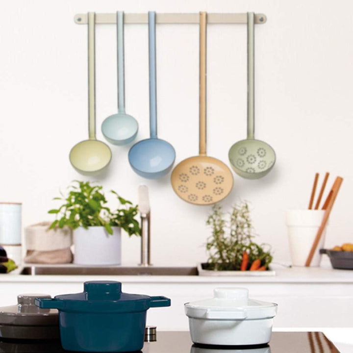 Riess Emaille Set Küchenhelfer mit praktischer Aufhängeleiste (blau), Blau