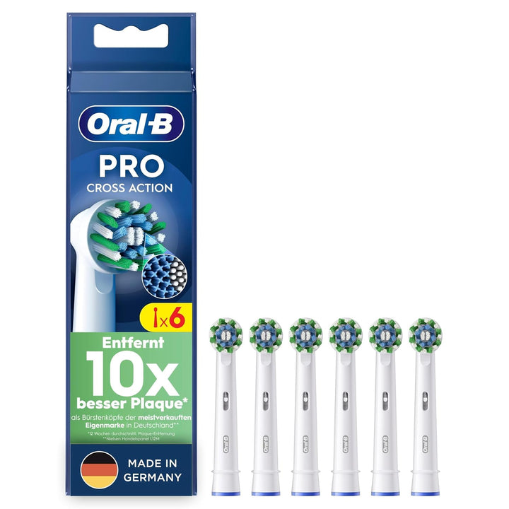 Oral-B Pro CrossAction Aufsteckbürsten für elektrische Zahnbürste, 6 Stück, überlegene Zahnreinigung