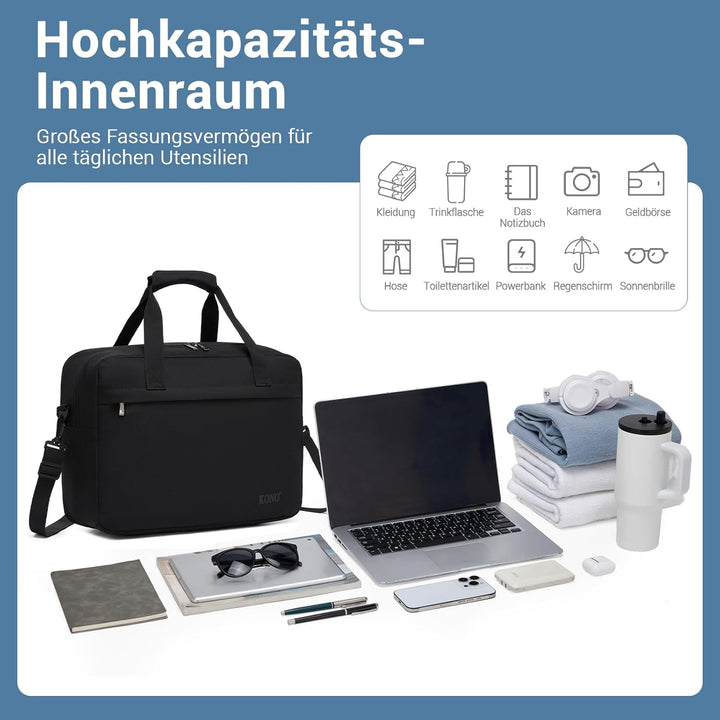 Kono Reisetasche Weekender Tasche Ryanair Handgepäck Unisex Gym Wochenendtasche L(55x35x25cm) Schwar