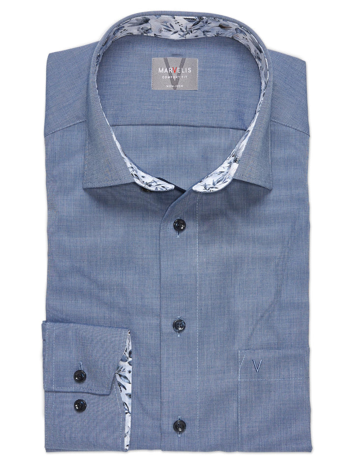 Marvelis Herren Businesshemd Langarm 700014,Einfarbig,Comfort fit,New Kent 45 Nachtblau 14, 45 Nacht