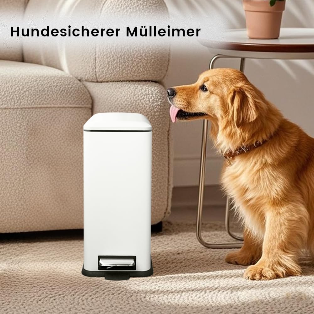 Mülleimer,30L Treteimer mit Inneneimer,30 Liter Schmaler Abfalleimer mit Pedal,Edelstahl Tretmülleim