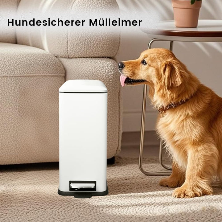 Mülleimer,30L Treteimer mit Inneneimer,30 Liter Schmaler Abfalleimer mit Pedal,Edelstahl Tretmülleim