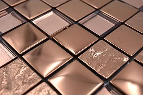 Mosaikfliese Glasmosaik Kombi EP bronze Küche Wand Bad MOS88-XCBR1_f