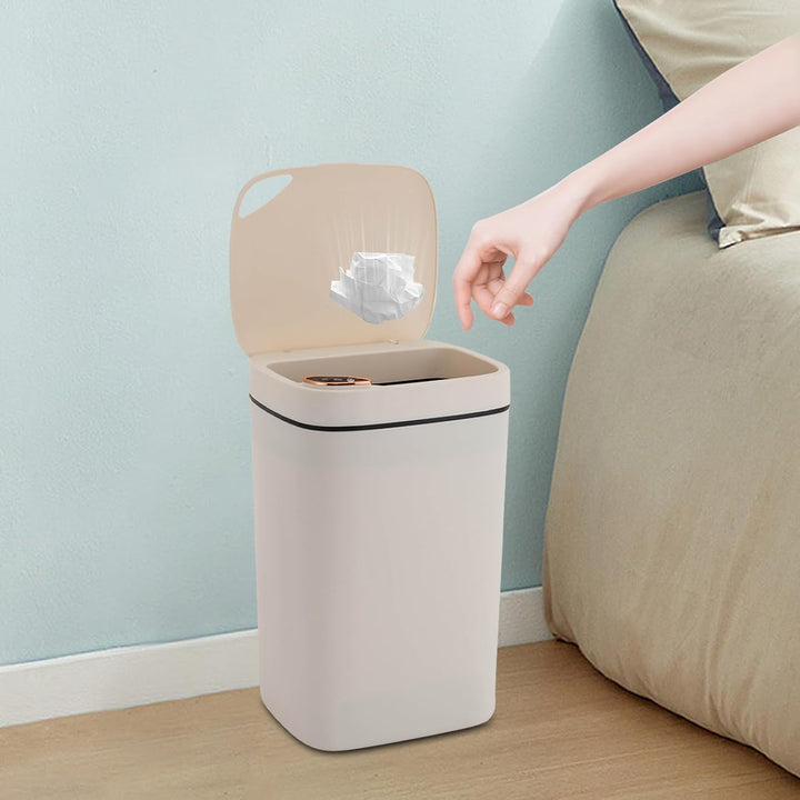 Sensor-Mülleimer 16L weiss mit 3 Öffnungsmodi und Deckel