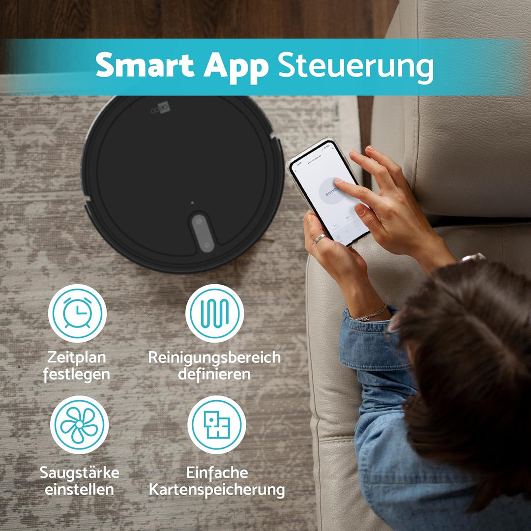 aeco X5 VacuBot Staubsauger-Roboter mit Wischfunktion Saugroboter (5000Pa Saugkraft ideal für Tierha