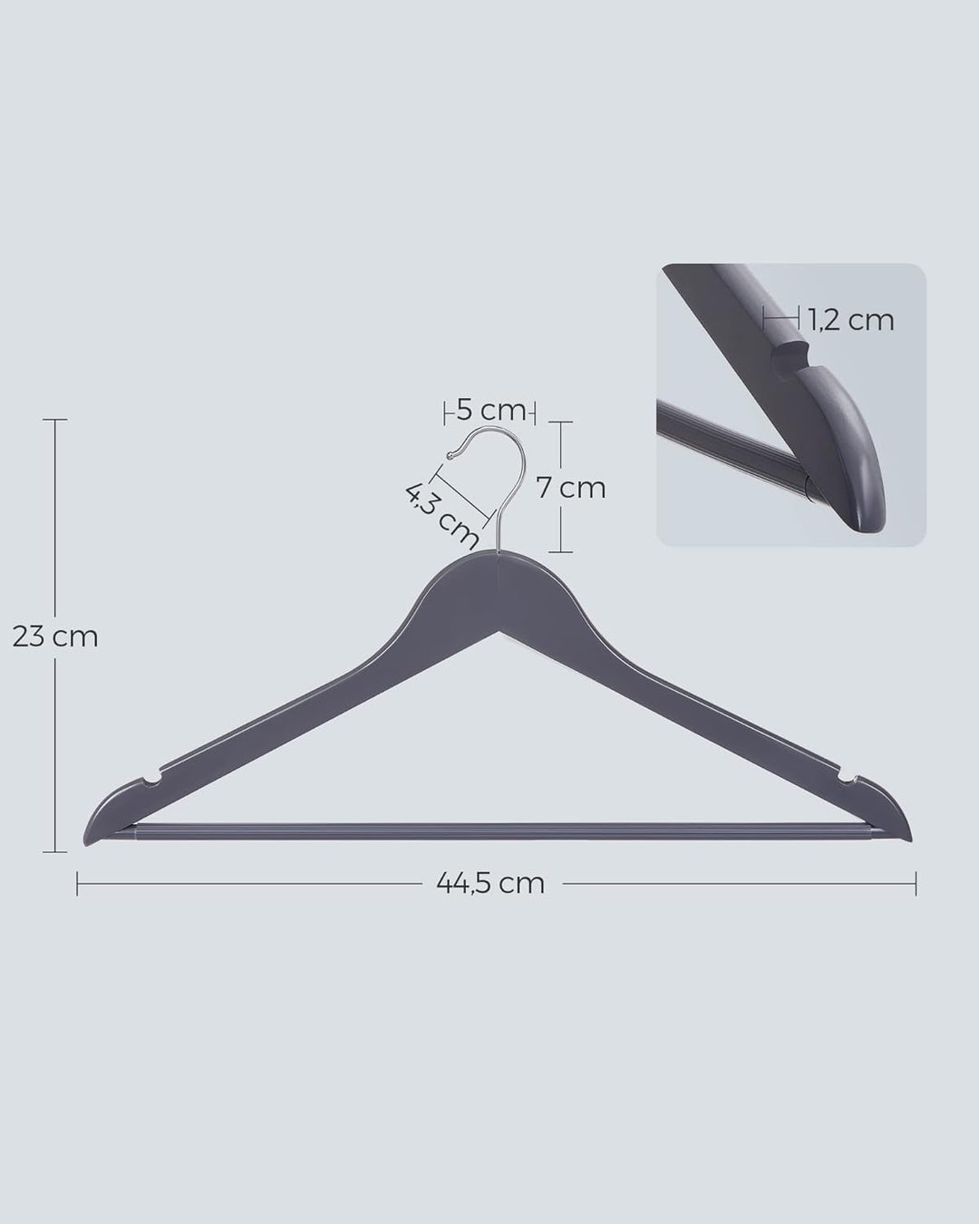 SONGMICS Kleiderbügel Holz, 20er Set, Bügel aus Massivholz, Einkerbungen im Schulterbereich, Rutschf