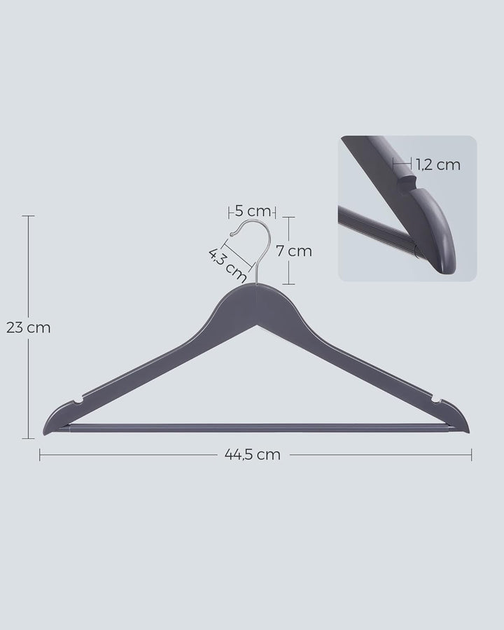 SONGMICS Kleiderbügel Holz, 20er Set, Bügel aus Massivholz, Einkerbungen im Schulterbereich, Rutschf