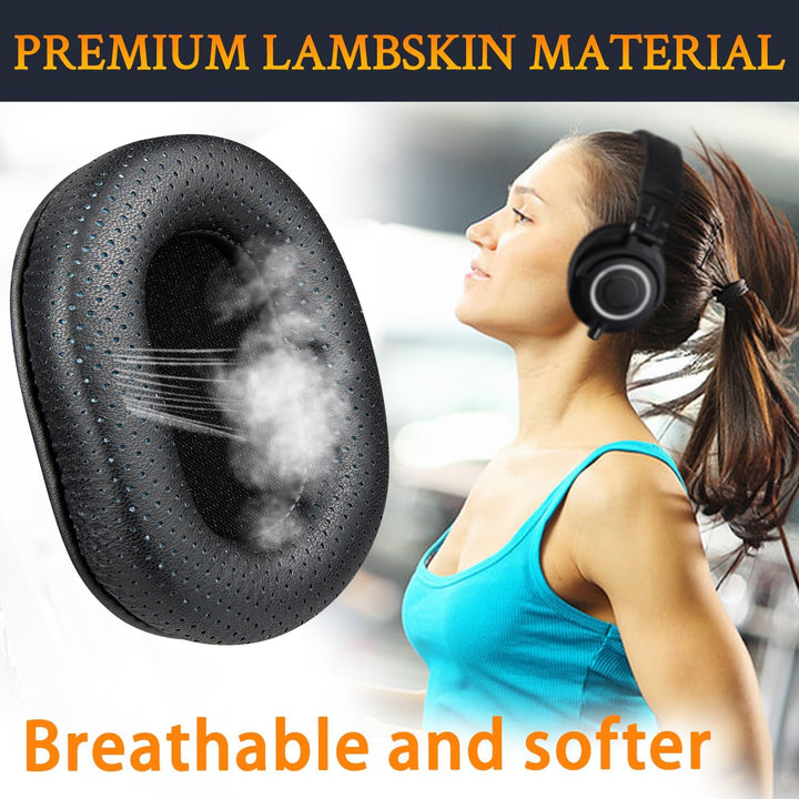 SOULWIT Lammfell Ersatz Ohrpolster für Audio Technica ATH M50X M50XBT M50RD M40X M30X M20X MSR7 SX1