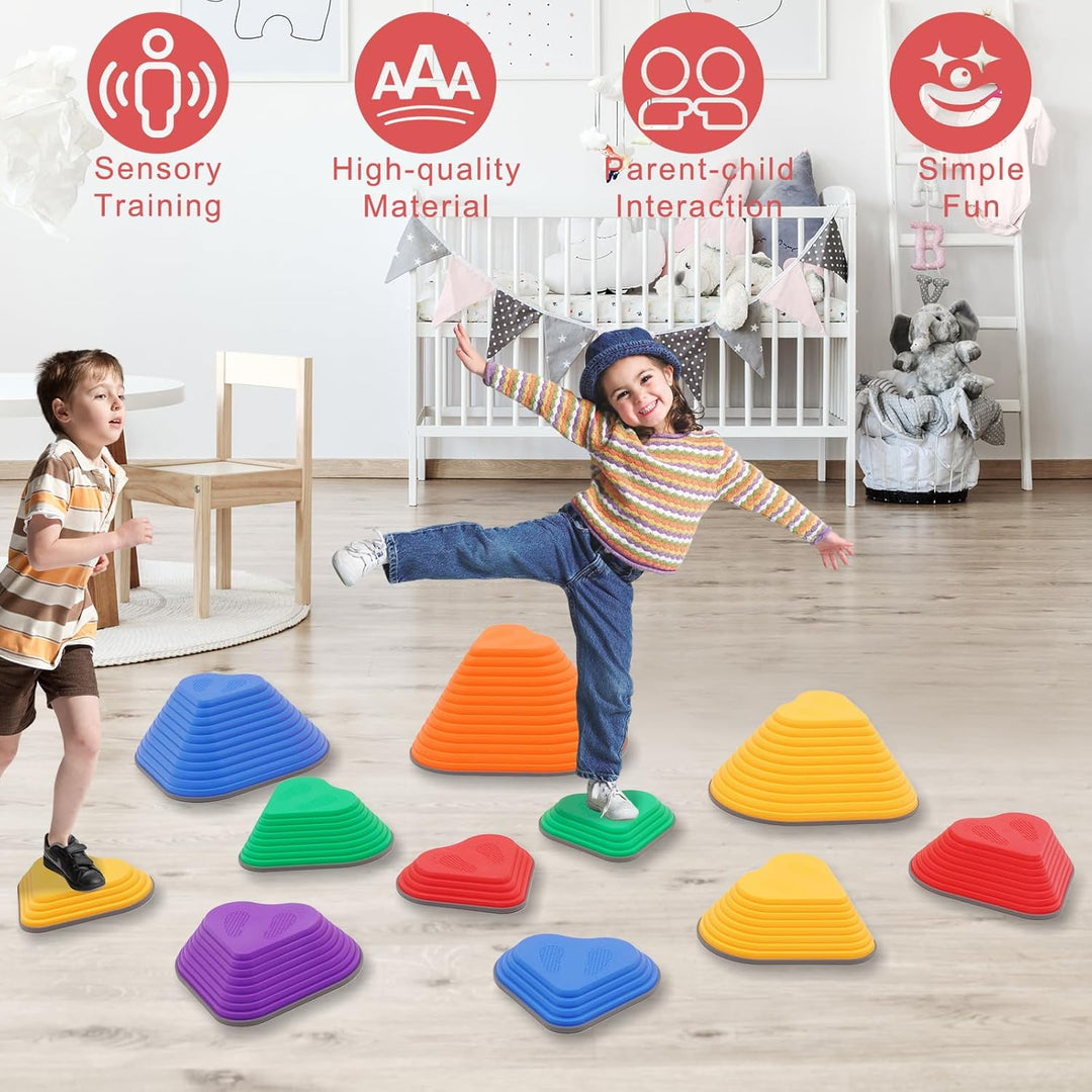 Balanciersteine für Kinder,11 Stück Sensoriksteine für Kleinkinder zur Förderung des Gleichgewic
