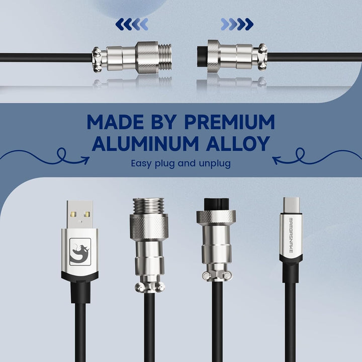 MAMBASNAKE C01 Spiral Tastaturkabel, Pro Custom Coiled USB C Kabel für Mechanische Tastatur, Typ C a